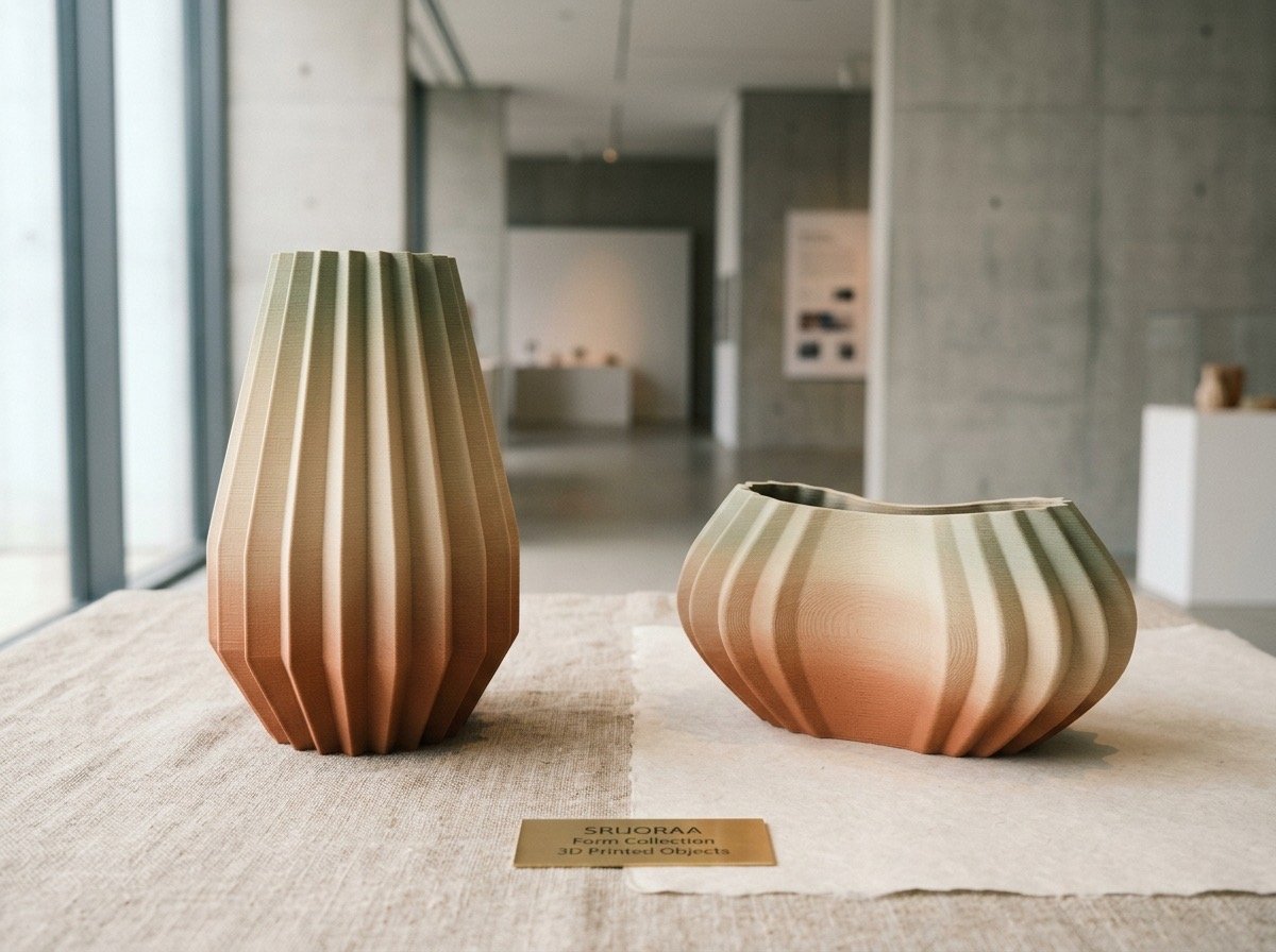 Srijoraa Form 3D printed architectural vases and biopolymer vessels