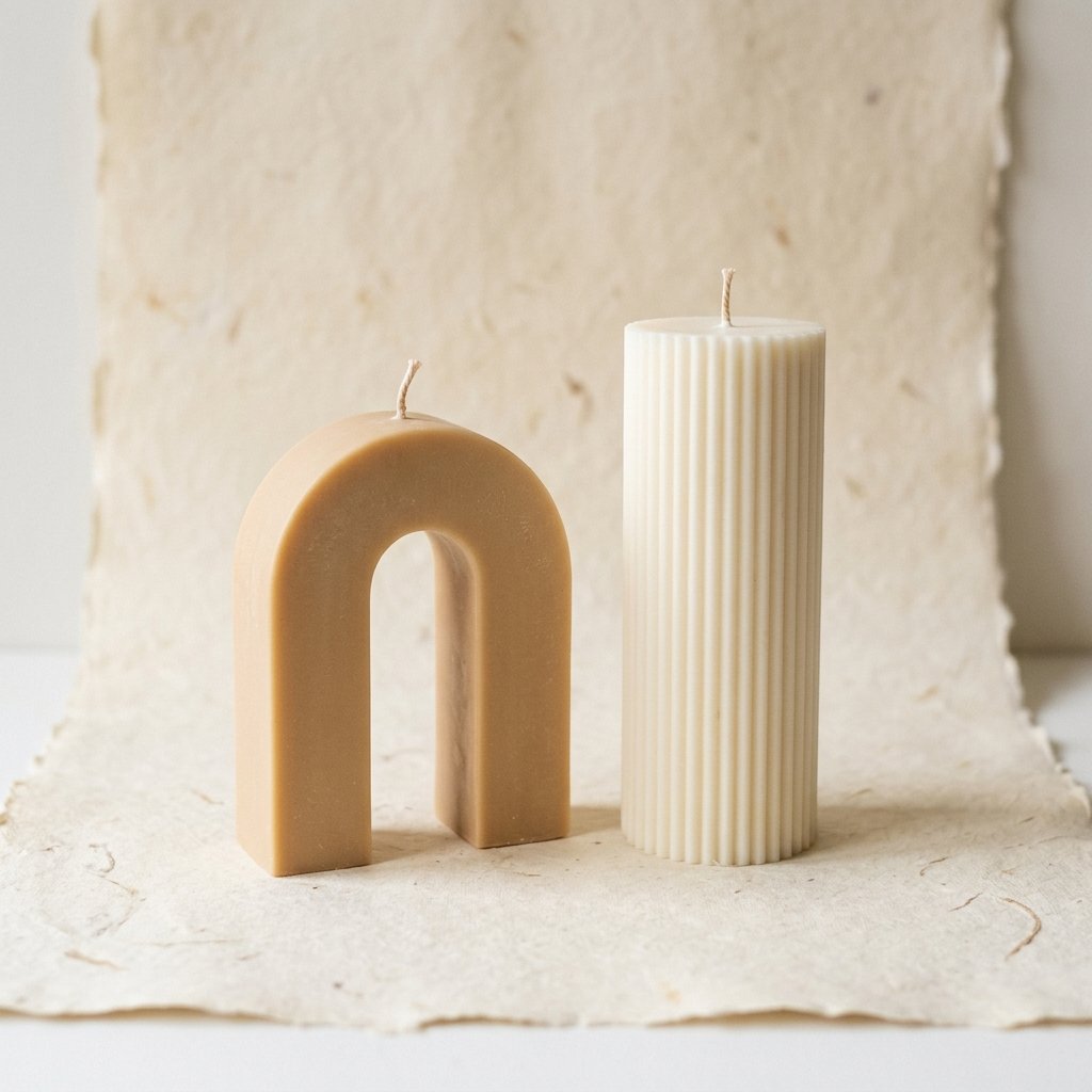 Textured Stone-Finish Arch & Pillar Candle Set
