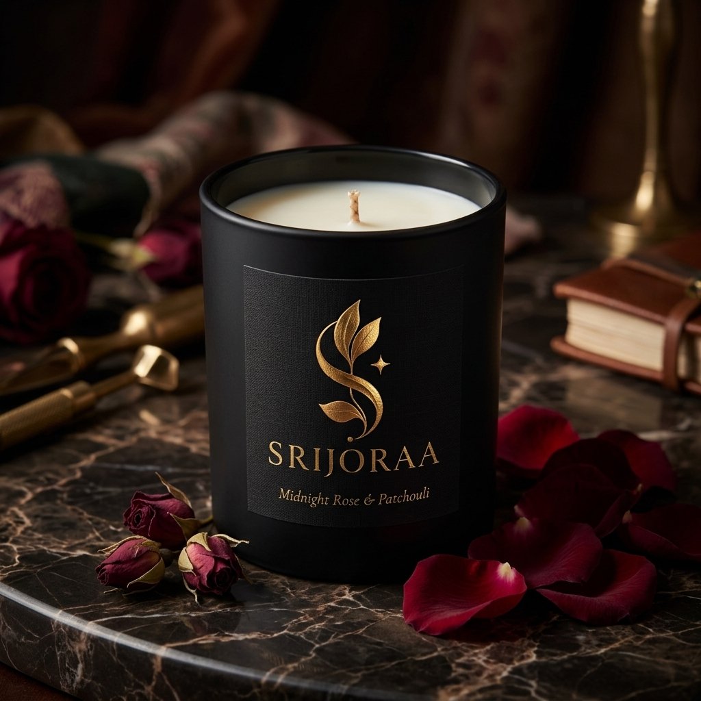 Minimalist Matte Black Glass Candle • Midnight Rose & Patchouli
